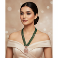Regal Emerald Green Beaded Necklace Set