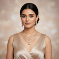 The Cascading Three-Layer American Diamond Necklace Set