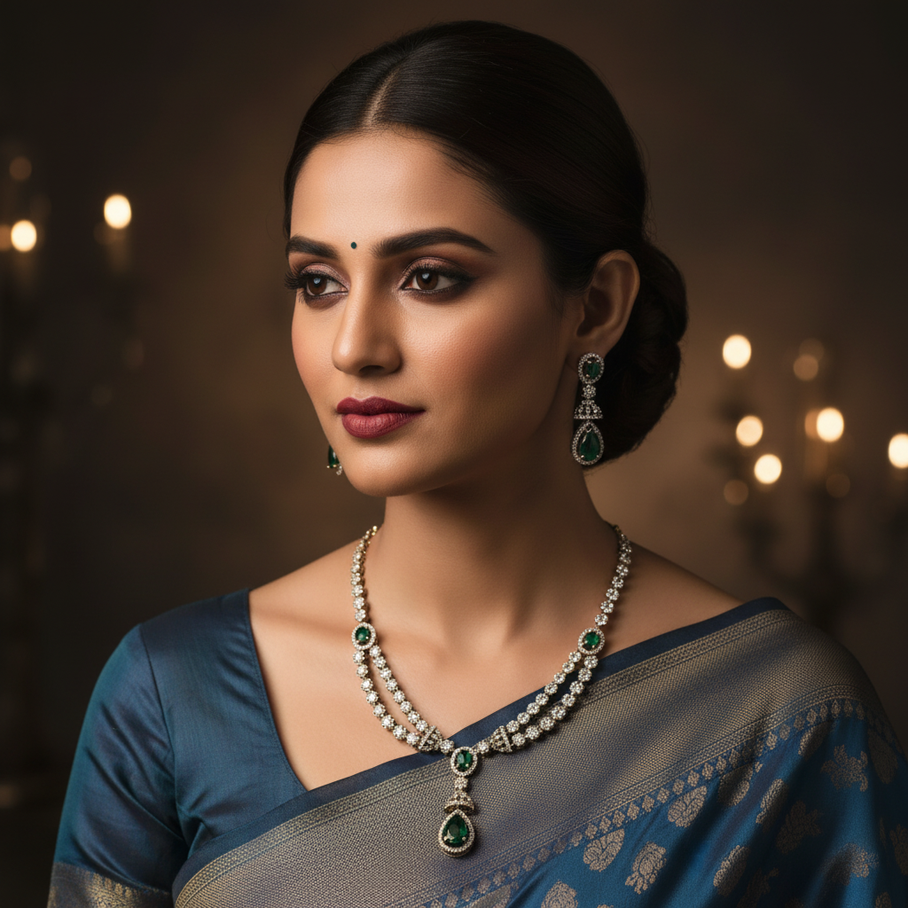 Emerald Royale Double-Strand Set - Model Shot
