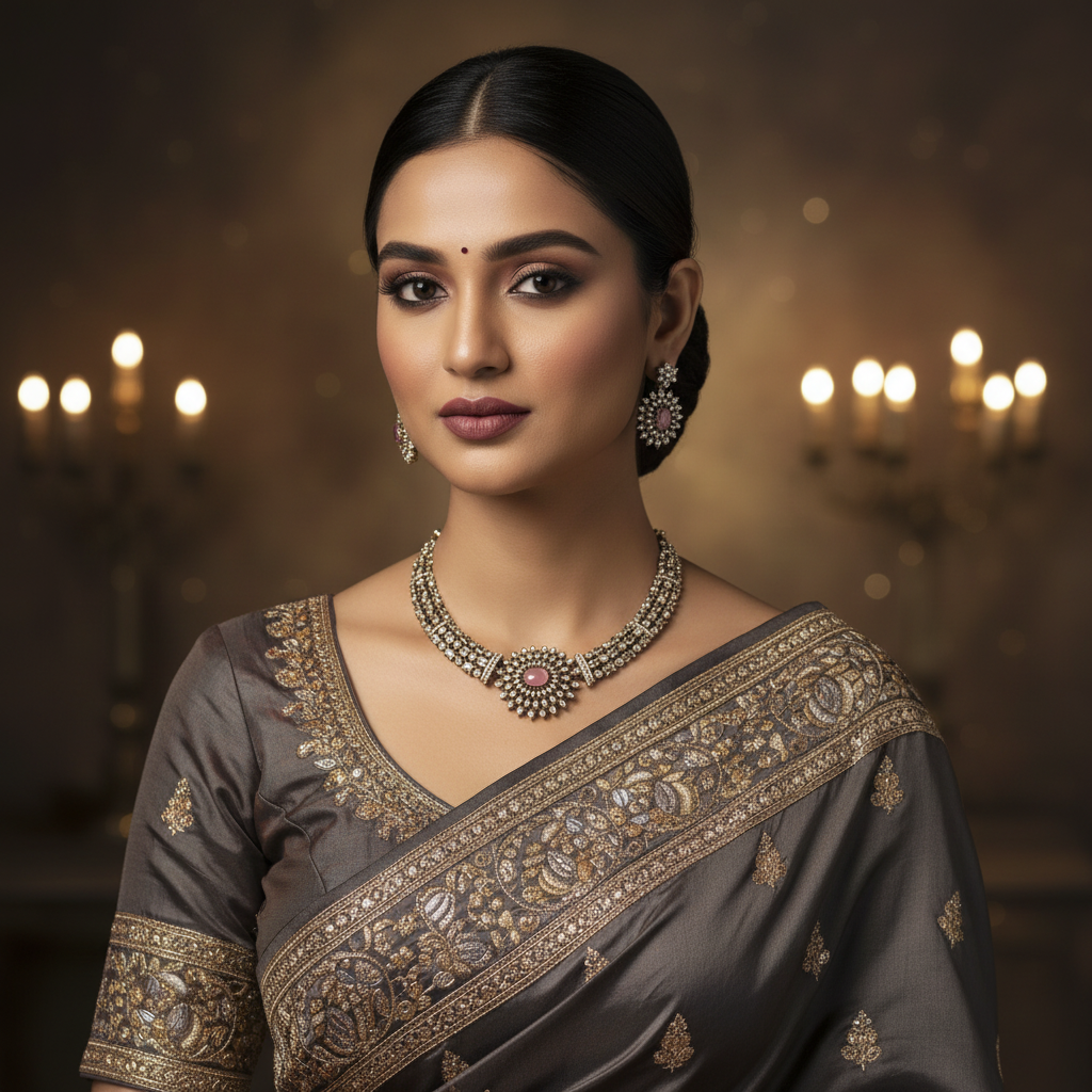 Maharani Rose Polki Set - Model Shot