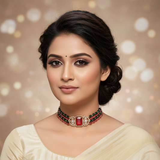 The Royal Dual-Tone Choker Set - Model Shot