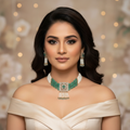 Mint/Teal Quartz-Tone Beaded Choker Necklace Set
