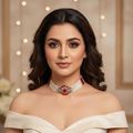 Regal Ruby Red & Pearl Choker Necklace Set