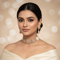 The Rose Quartz Oval Polki Choker Set